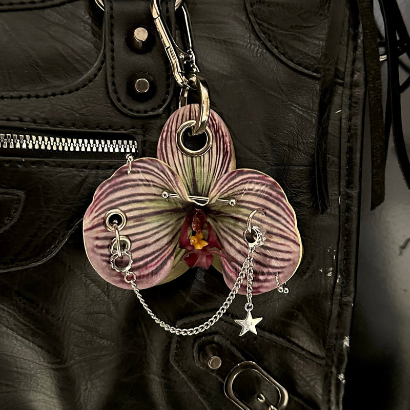 Pierced Orchid Bag Charm