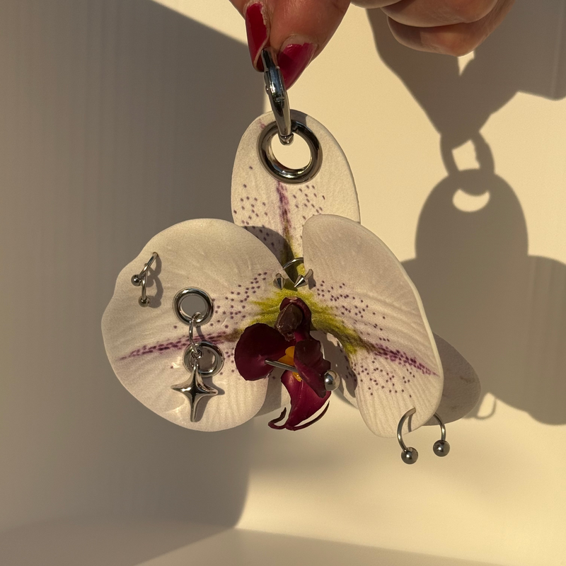 Pierced Orchid Bag Charm