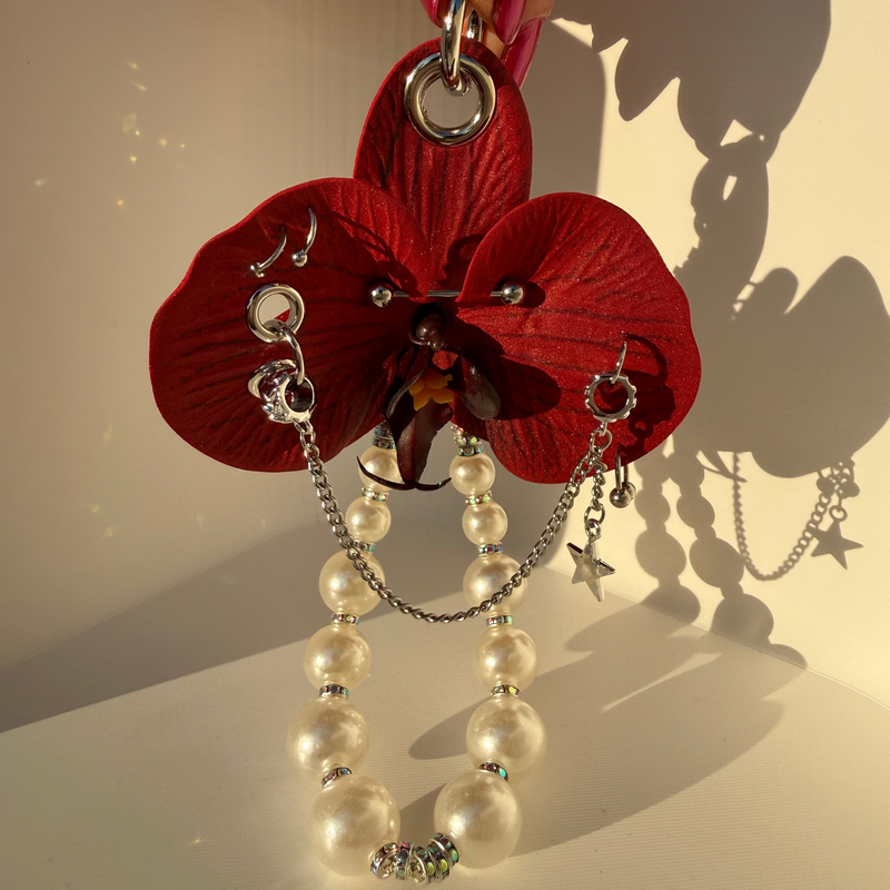 Pierced Orchid Bag Charm
